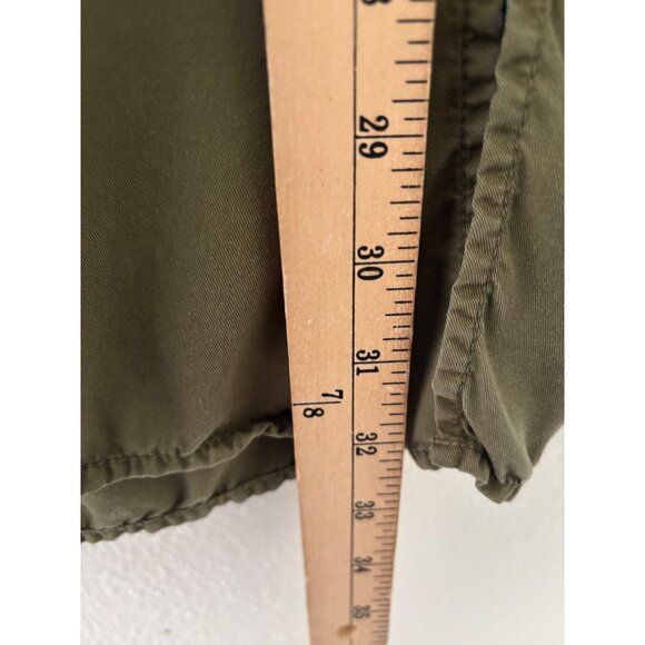 Zara Tencel Olive Button-Up Longline Shirt Dress W/ Tie Sleeve Detail S - Picture 8 of 10